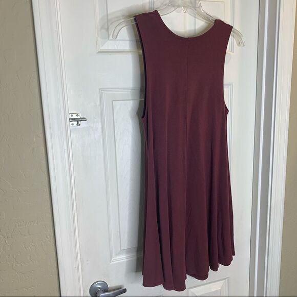 Brandy Melville Alena Swing Mini Dress One Size Sleeveless Burgandy - Picture 8 of 10